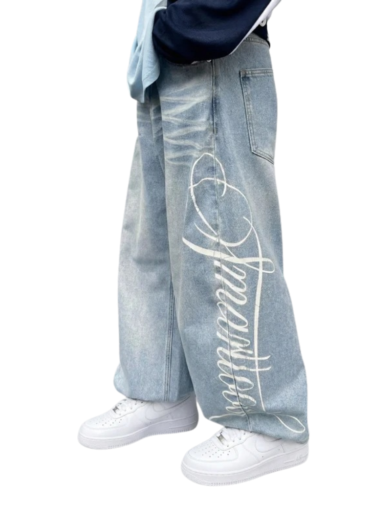 "LETTERS" BAGGY JEANS