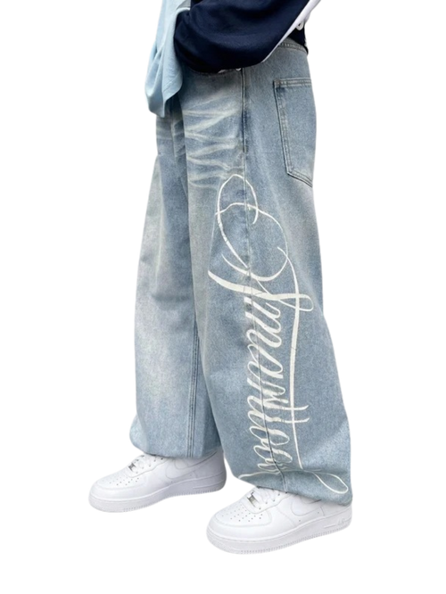 "LETTERS" BAGGY JEANS