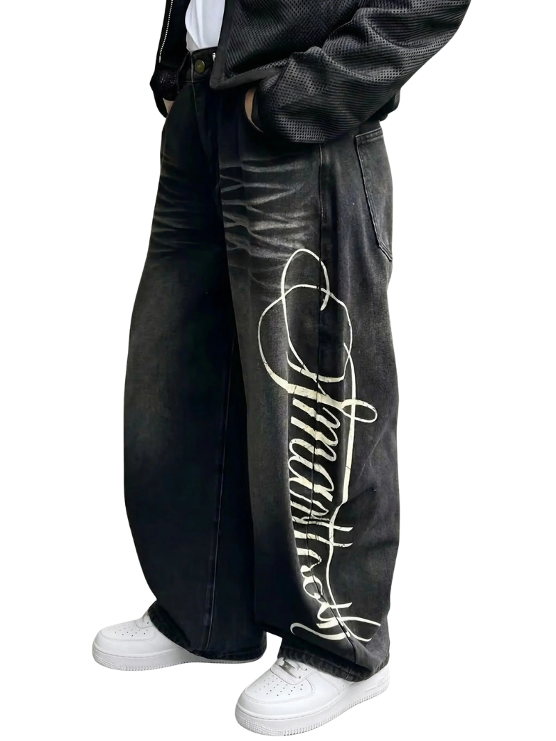 "LETTERS" BAGGY JEANS