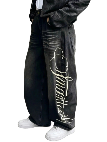 "LETTERS" BAGGY JEANS