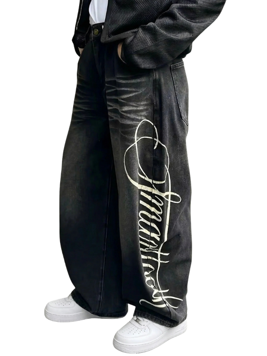 "LETTERS" BAGGY JEANS