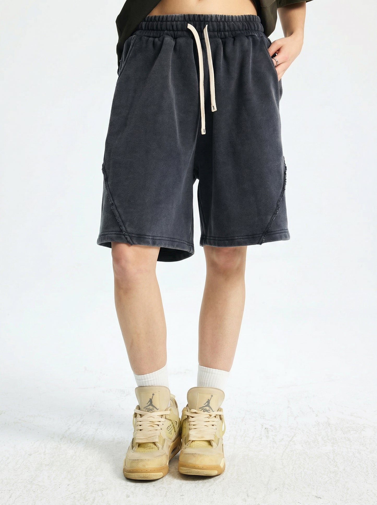 "WASHED AND DISTRESSED" LOOSE SHORTS