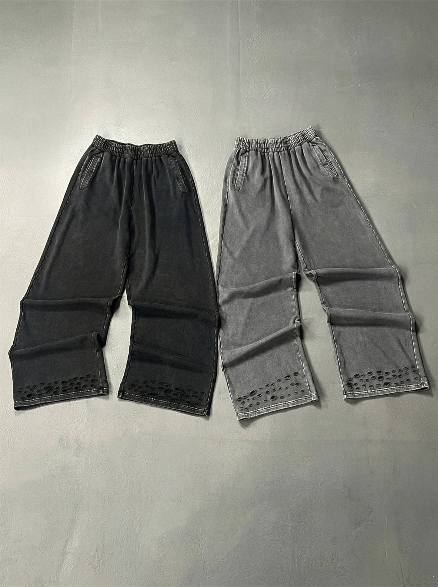 "WASHED AND DISTRESSED" BAGGY SWEATPANTS
